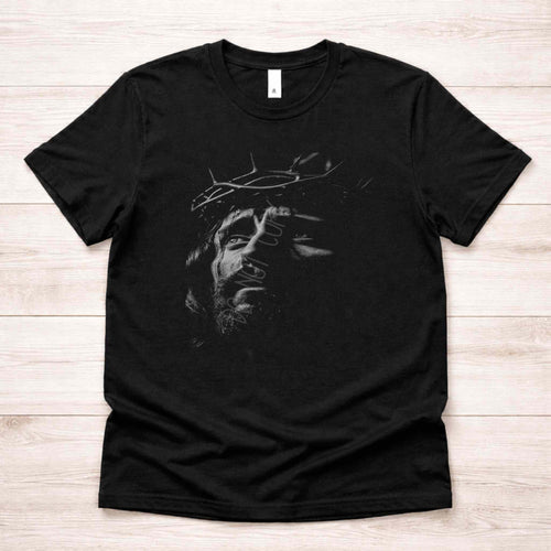 Crowned in Grace Halftone Jesus Portrait Tee Becca's Banging Designs