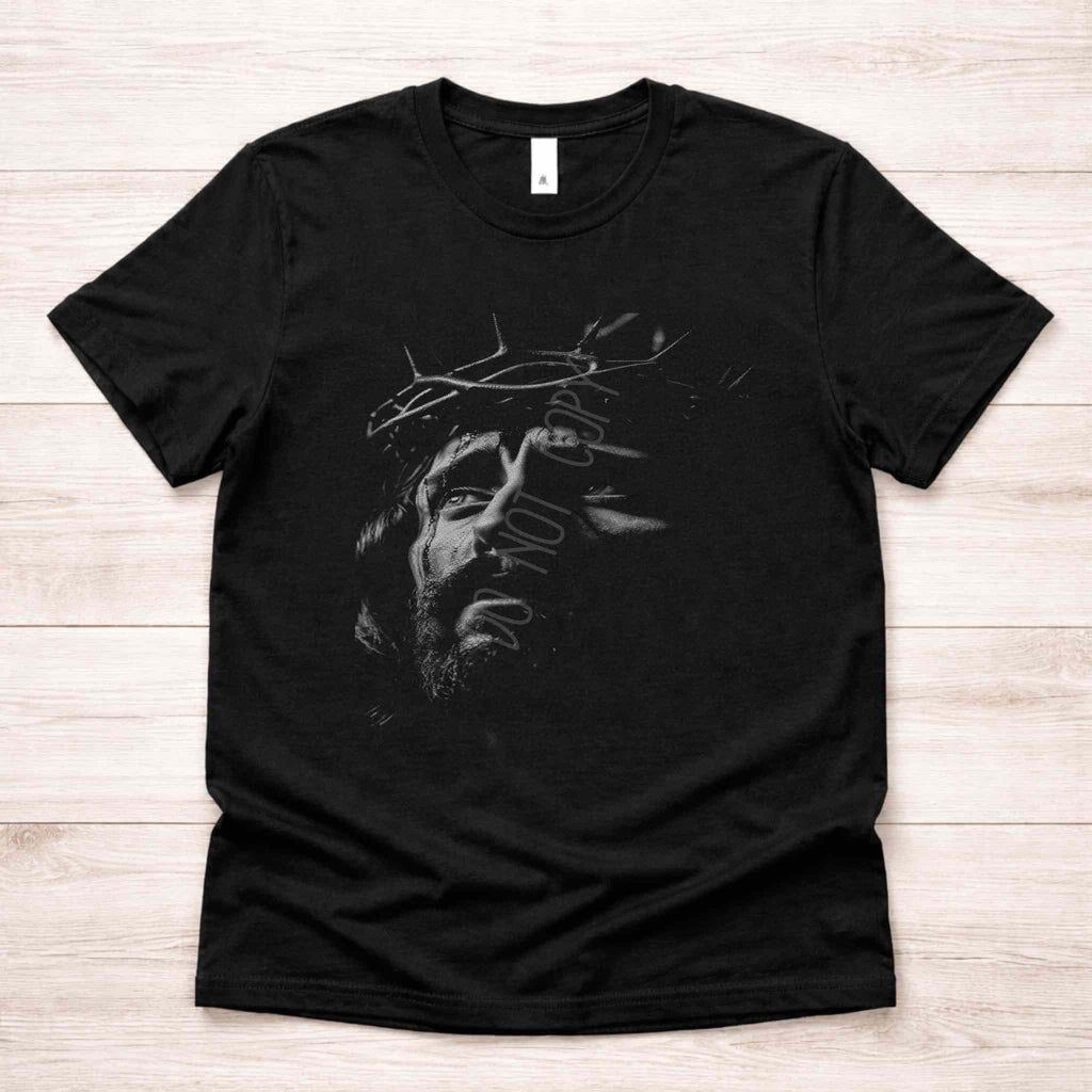 Crowned in Grace Halftone Jesus Portrait Tee Becca's Banging Designs
