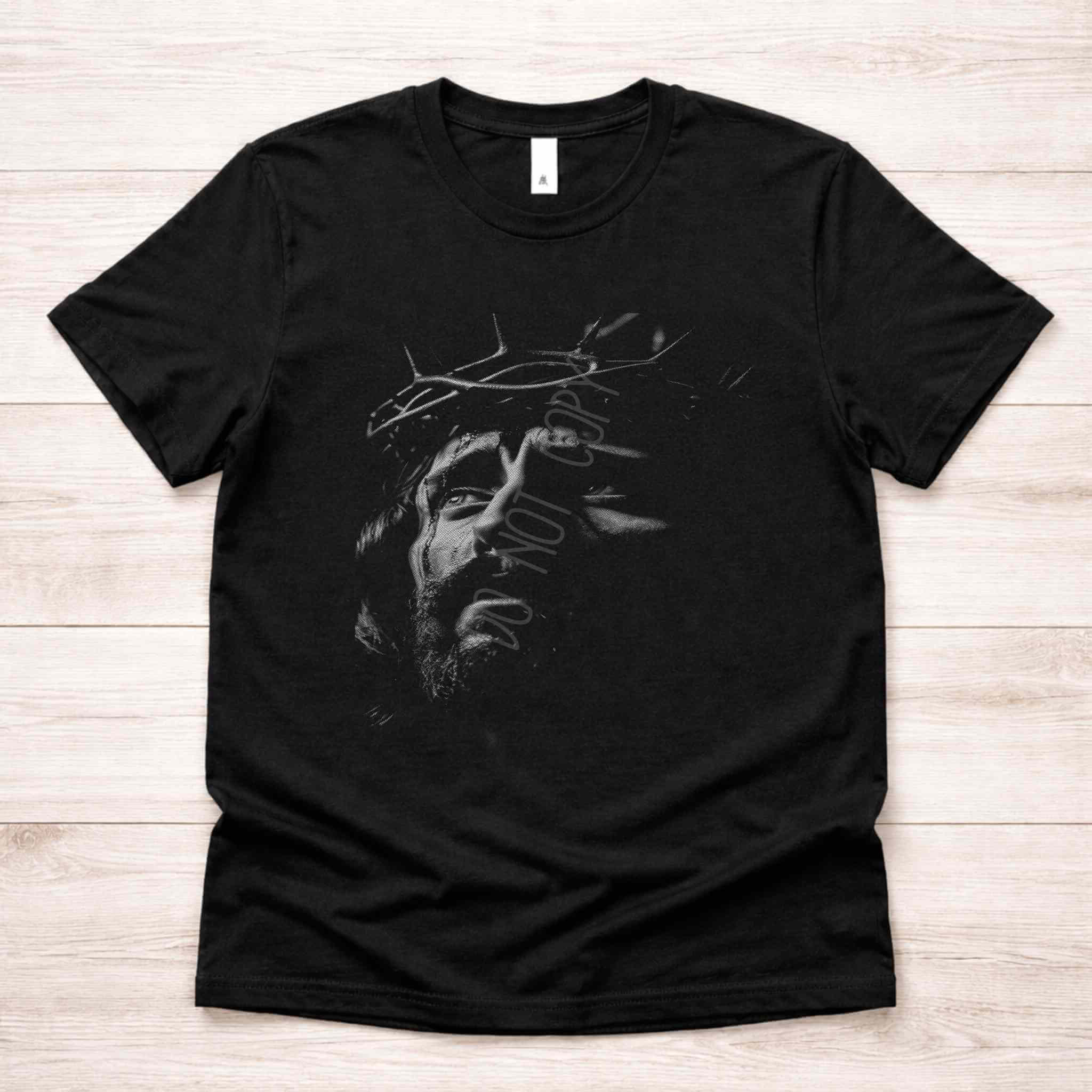 Crowned in Grace Halftone Jesus Portrait Tee Becca's Banging Designs