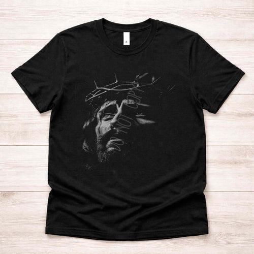 Crowned in Grace Halftone Jesus Portrait Tee Becca's Banging Designs