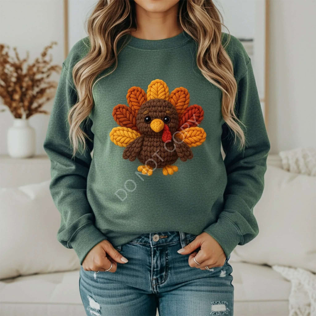 Cute Thanksgiving Turkey Sweatshirt | Cozy Fall Vibes - Becca's Banging Designs