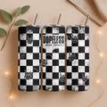 Dopeless Hope Grunge Checkerboard Tumbler with Skeleton Hand Design - Becca's Banging Designs