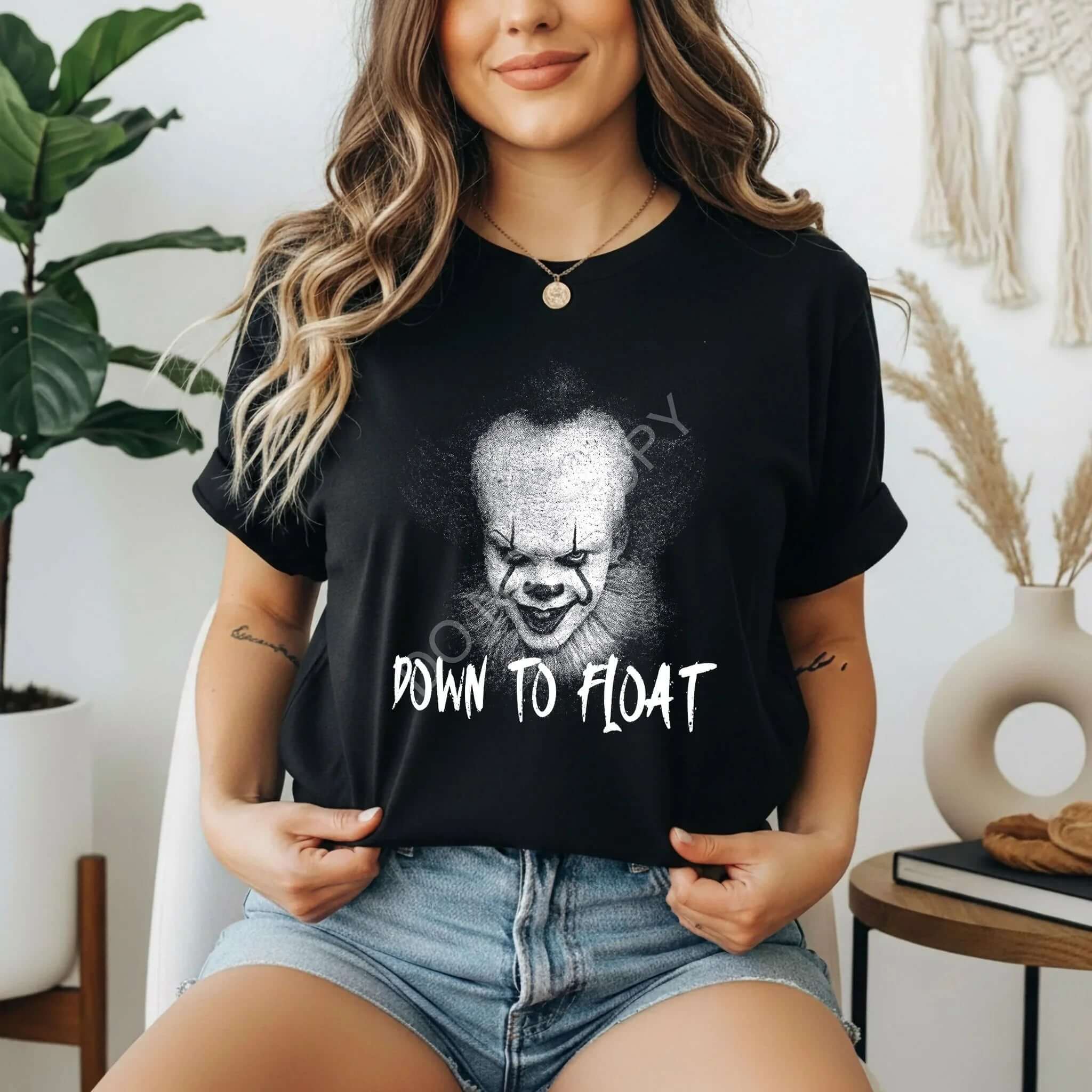 Down to Float Pennywise T-Shirt | Spooktacular Clown Graphic Tee for Halloween Lovers - Becca's Banging Designs