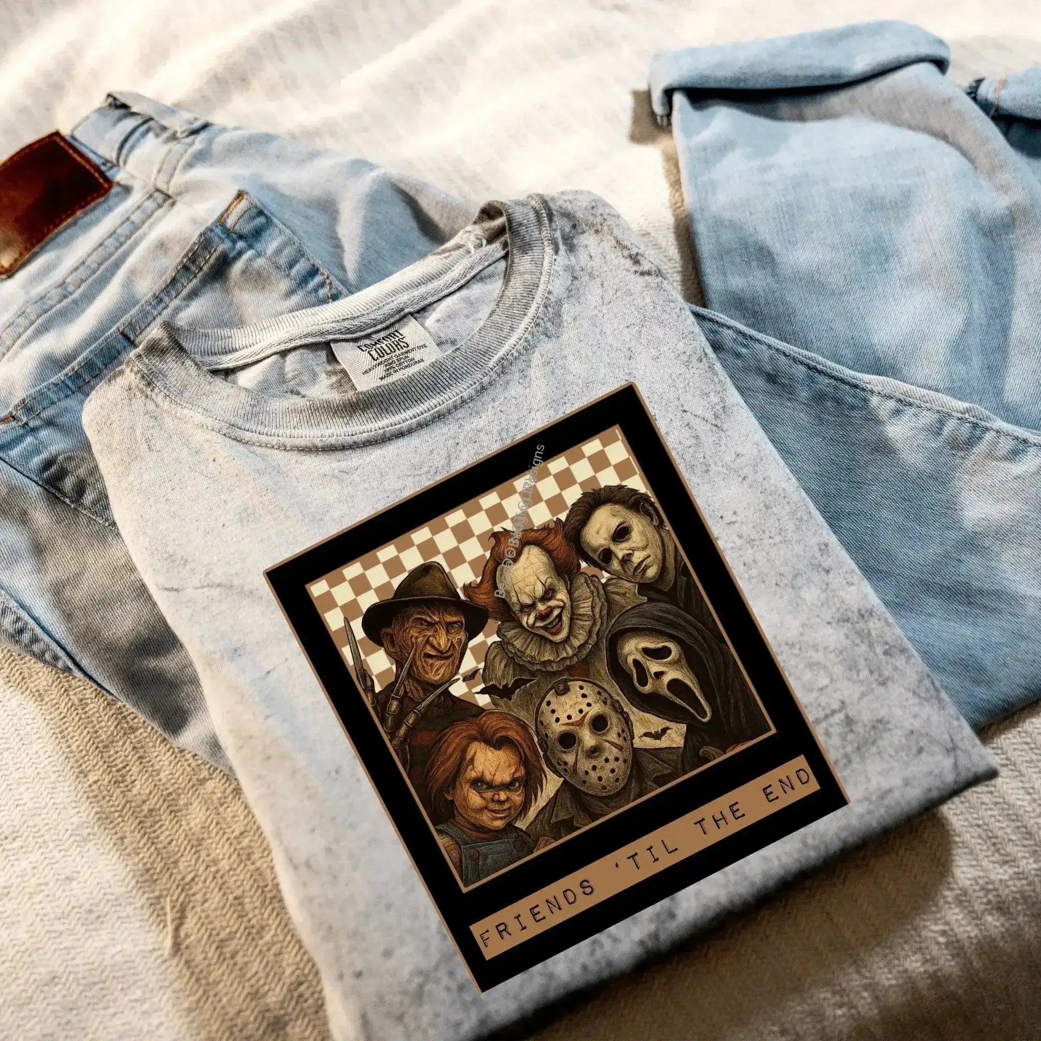 Friends Til The End Horror Villains Graphic Tee | Unleash Your Inner Fearless Fan - Becca's Banging Designs
