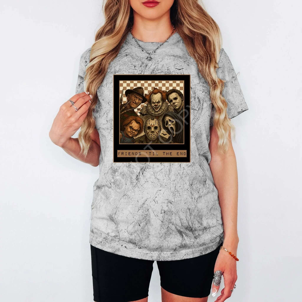 Friends Til The End Horror Villains Graphic Tee | Unleash Your Inner Fearless Fan - Becca's Banging Designs