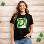 St. Patricks Day Goose Shirt featuring a goose in shamrock sunglasses on a black tee for festive celebrations.