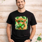 St. Patricks Day Highland Cow Shirt featuring a cow with shamrock glasses and a green bow tie.