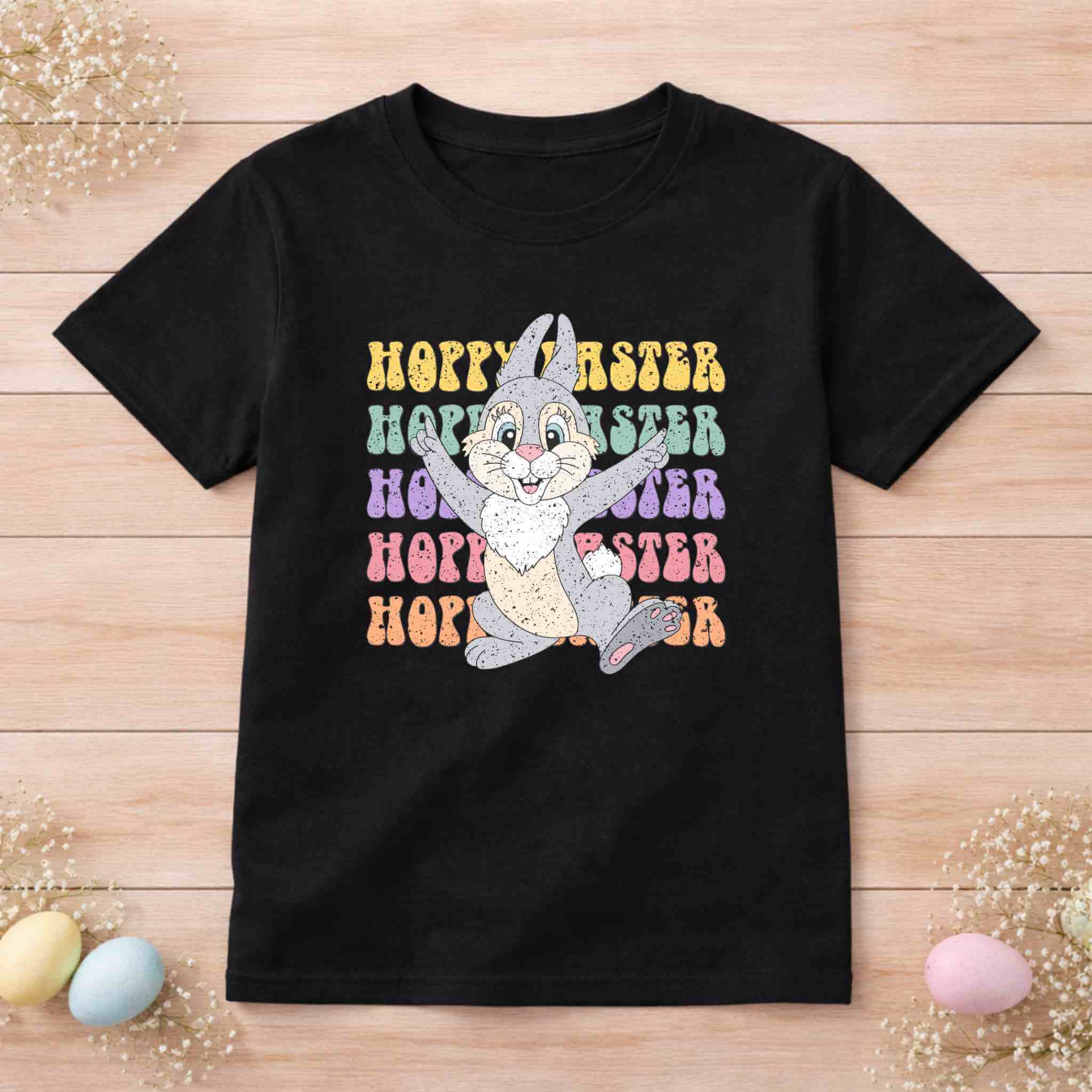 Hoppy Easter Bunny Shirt – Retro Pastel Easter Graphic Tee Becca's Banging Designs