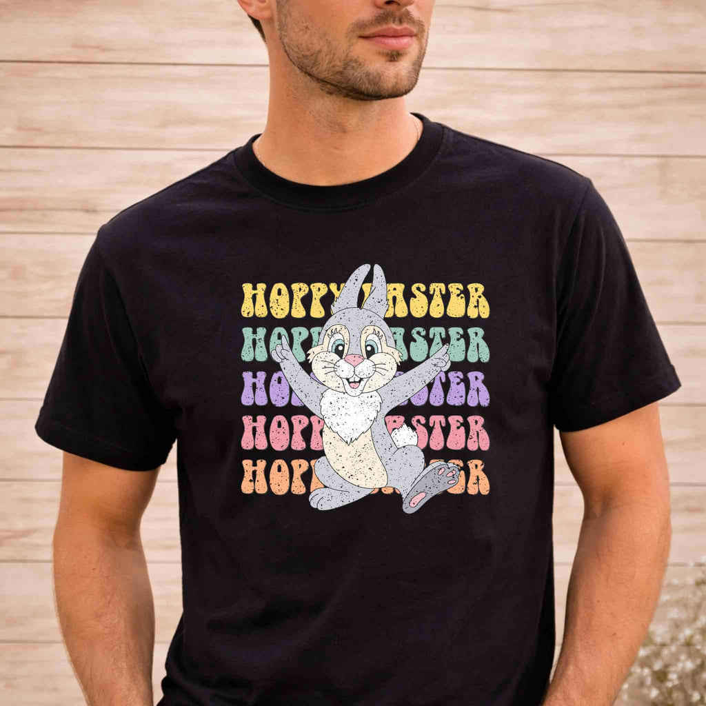 Hoppy Easter Bunny Shirt – Retro Pastel Easter Graphic Tee Becca's Banging Designs