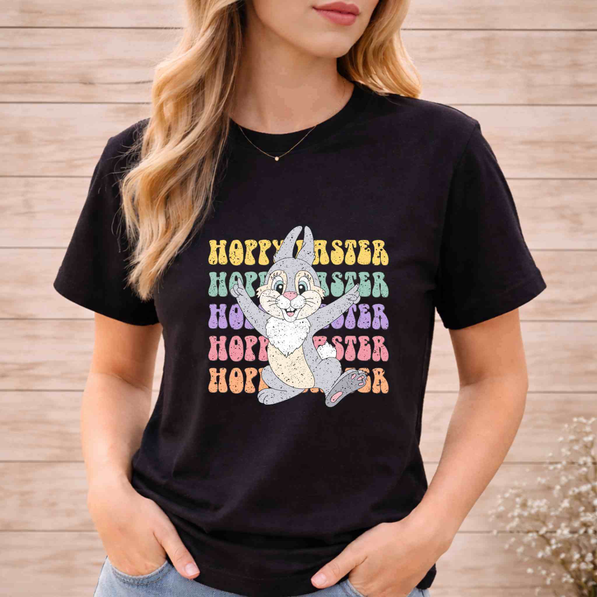 Hoppy Easter Bunny Shirt – Retro Pastel Easter Graphic Tee Becca's Banging Designs