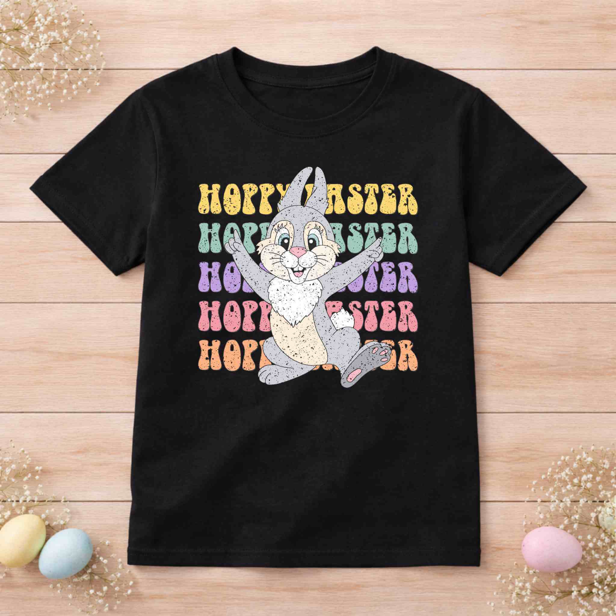 Hoppy Easter Bunny Shirt – Retro Pastel Easter Graphic Tee Becca's Banging Designs