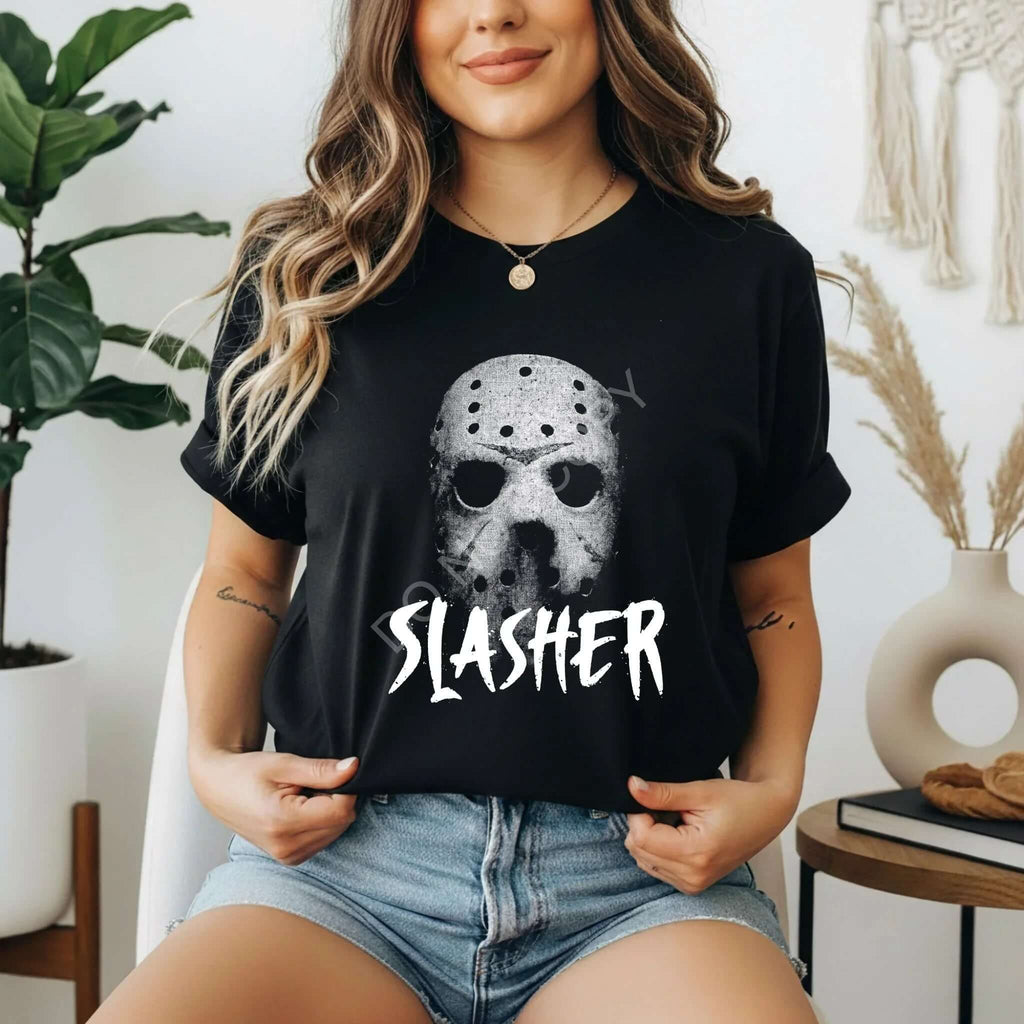Jason's Horror Tee - Iconic Slasher Mask Graphic for Halloween Lovers - Becca's Banging Designs