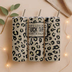 Leopard print tumbler featuring a sassy quote, stylish stainless steel drinkware for hydration.