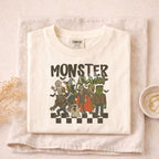 Monster Mash T-Shirt featuring classic Halloween characters in a playful design, perfect for festive celebrations.