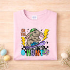On The Hunt Easter Bunny Shirt – Youth Skateboard Easter Tee Gildan 6400B Becca's Banging Designs