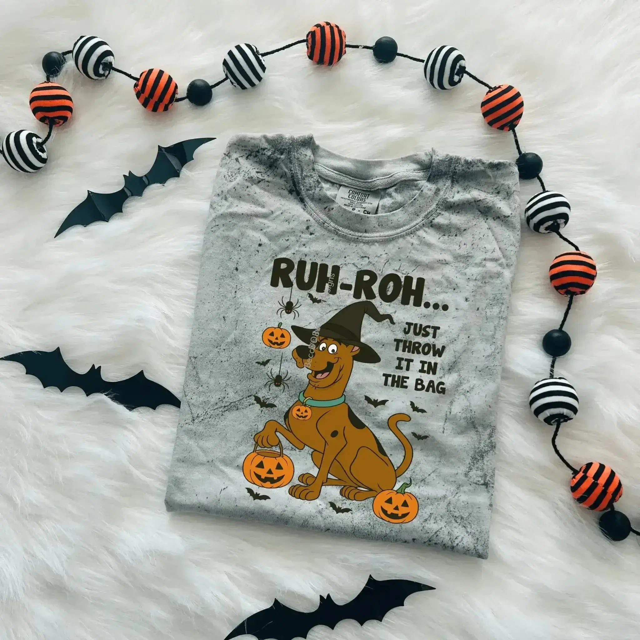 Ruh - Roh Halloween T-Shirt - Hilarious Trick - or - Treat Graphic Tee for Spooktacular Fun - Becca's Banging Designs