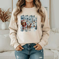 Santa and Reindeer Winter Village Sweatshirt – Cozy Christmas Crewneck 🎅🦌❄️ - Becca's Banging Designs
