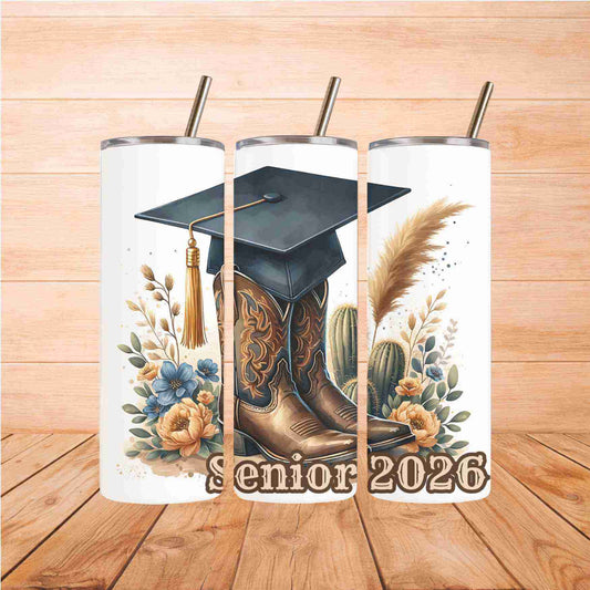 Senior 2026 Western Graduation 20oz Tumbler - Becca's Banging Designs LLC