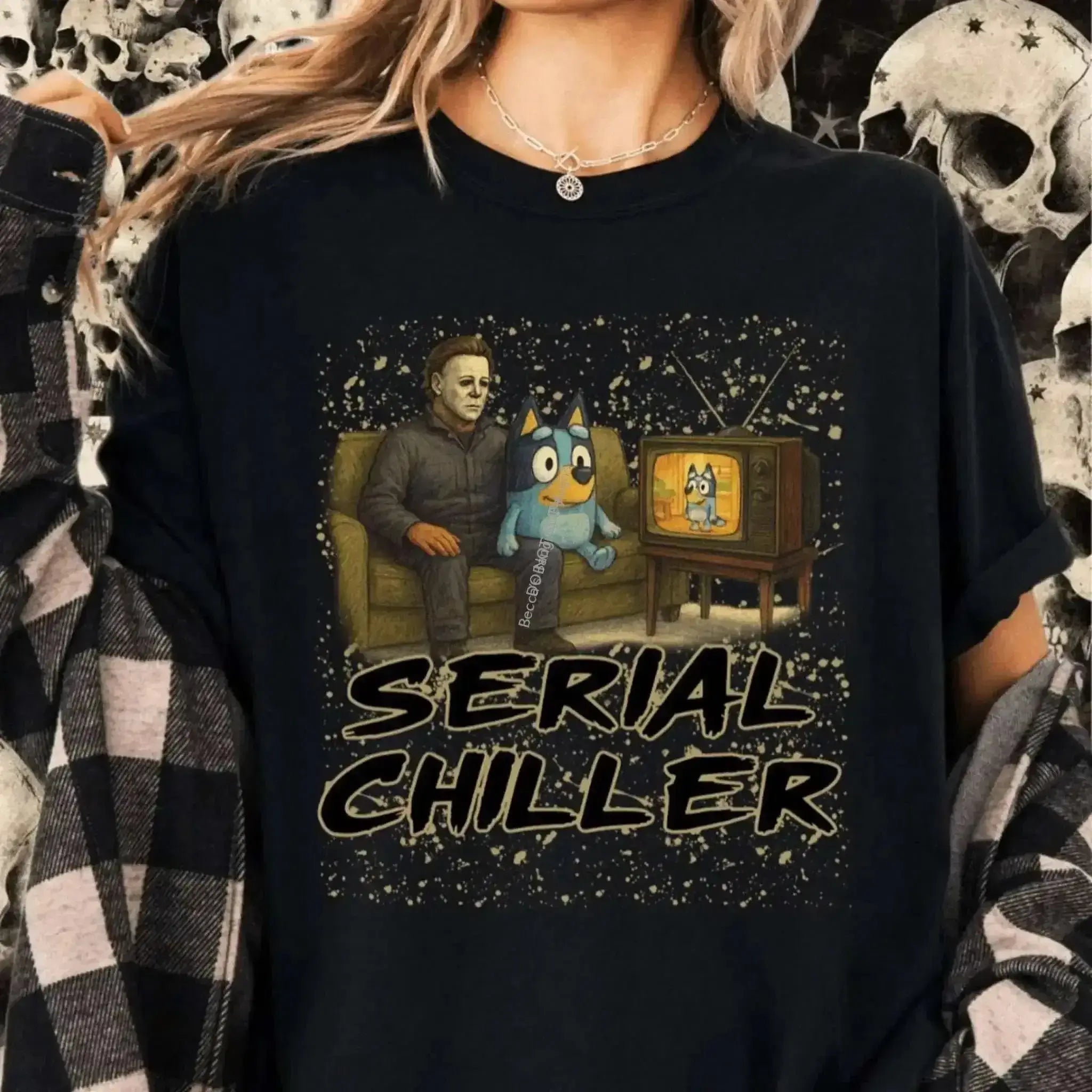 Serial Chiller Halloween Tee | Hilarious Horror Graphic Shirt for Spooky Season Fun - Becca's Banging Designs