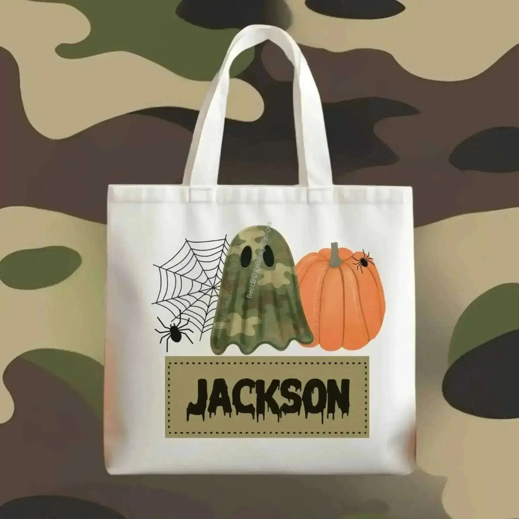 Becca's Banging Designs Bag Spooktacular Ghost Tote | Customizable Trick-or-Treat Bag for Kids