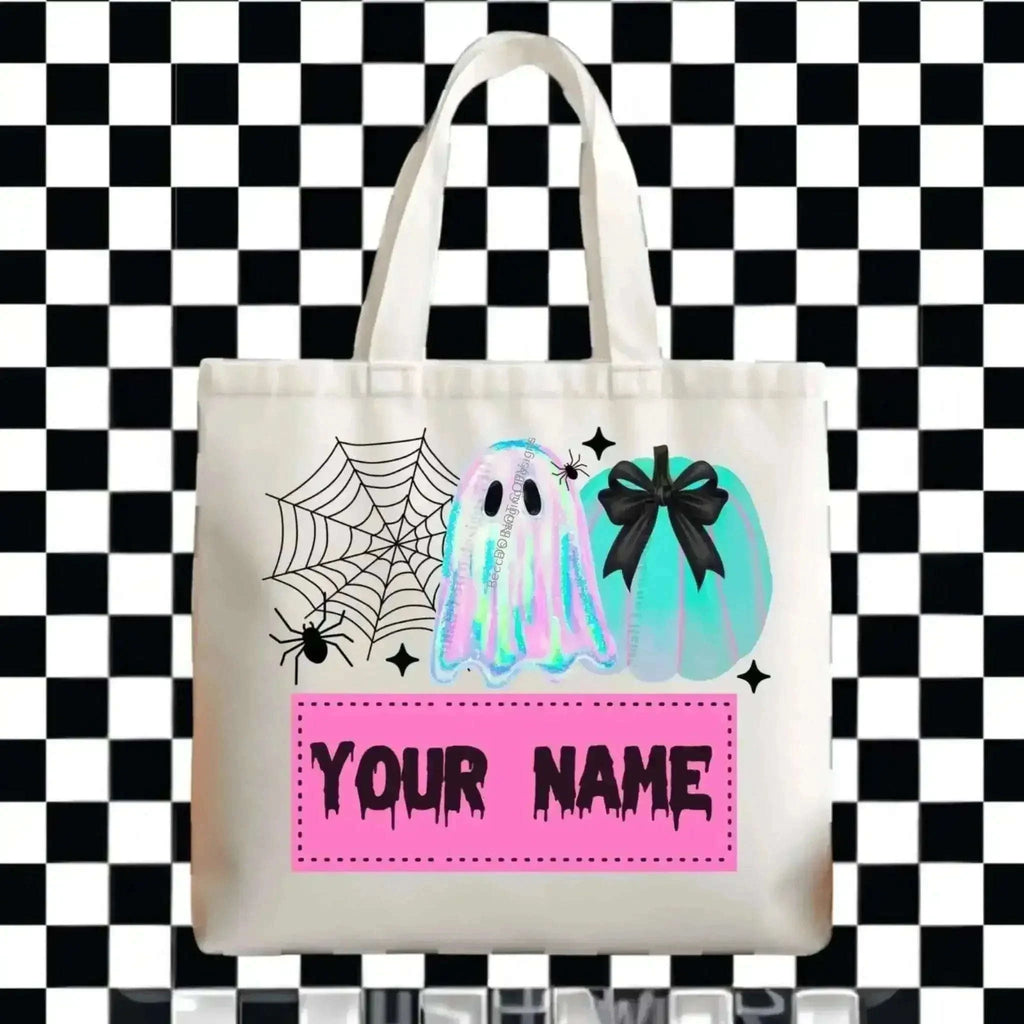 Becca's Banging Designs Bag Spooktacular Ghost Tote | Customizable Trick-or-Treat Bag for Kids