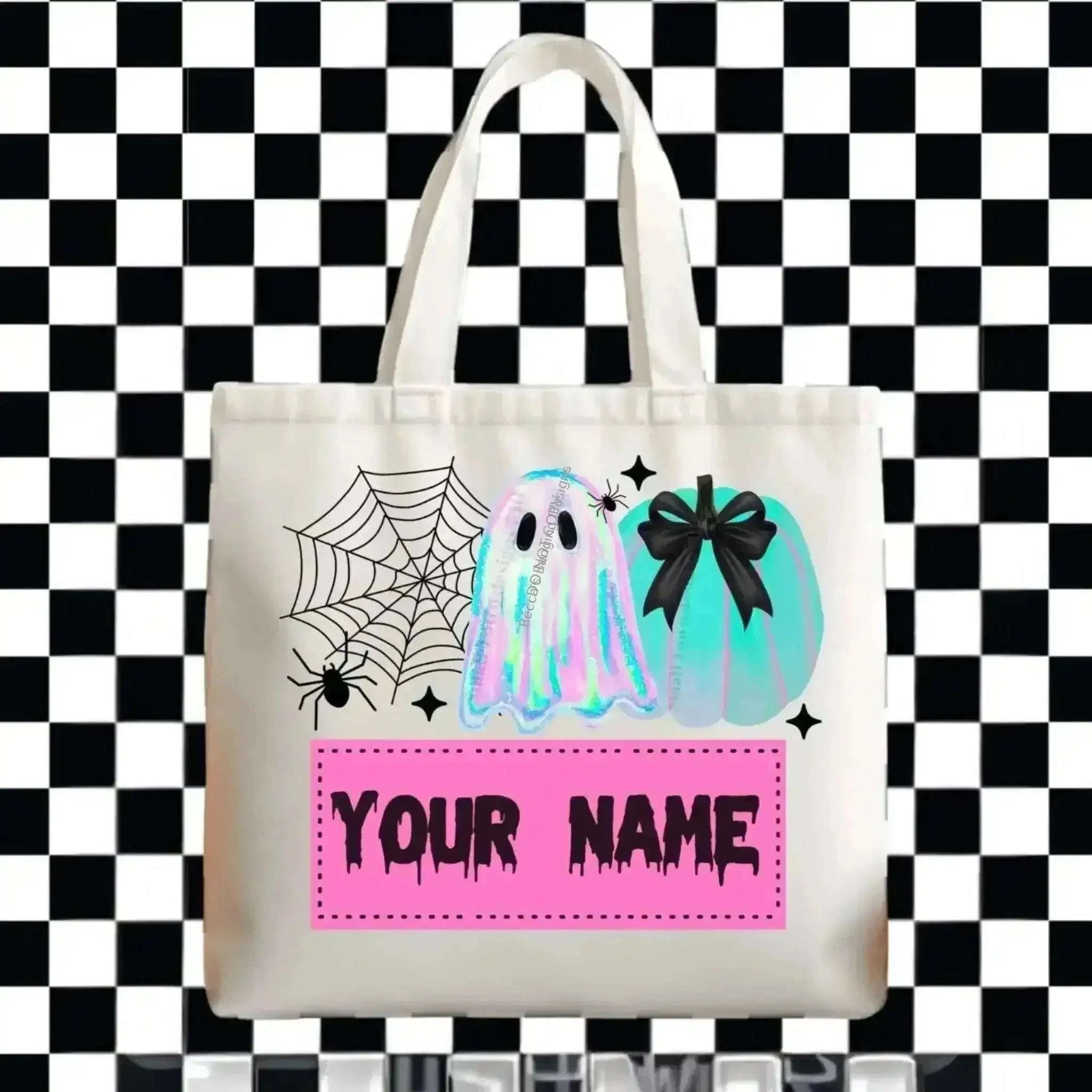 Becca's Banging Designs Bag Spooktacular Ghost Tote | Customizable Trick-or-Treat Bag for Kids