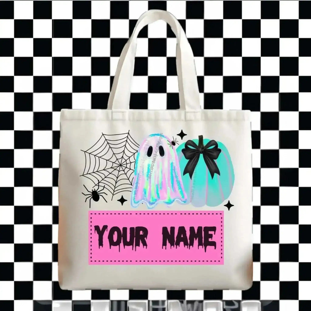 Spooktacular Ghost Tote | Customizable Trick - or - Treat Bag for Kids - Becca's Banging Designs