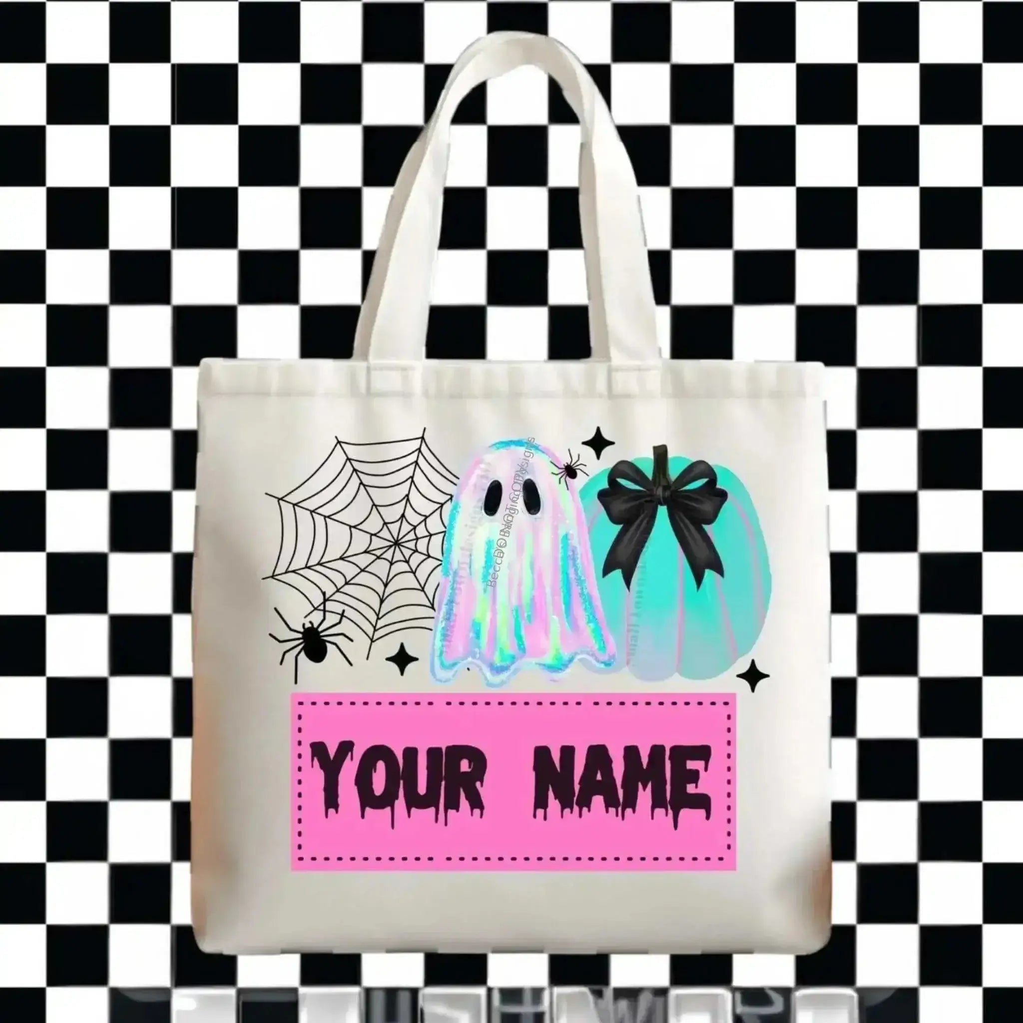 Spooktacular Ghost Tote | Customizable Trick - or - Treat Bag for Kids - Becca's Banging Designs