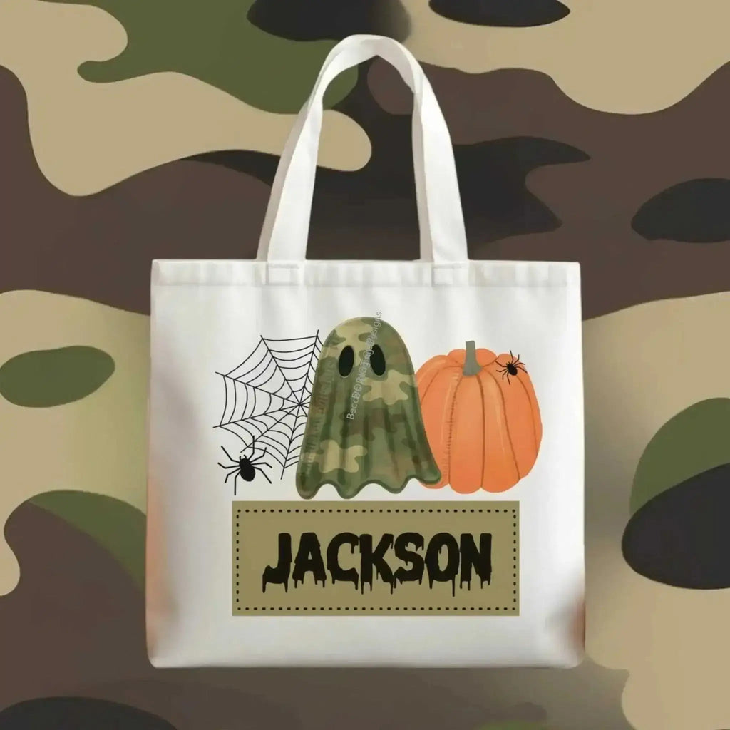 Spooktacular Ghost Tote | Customizable Trick - or - Treat Bag for Kids - Becca's Banging Designs