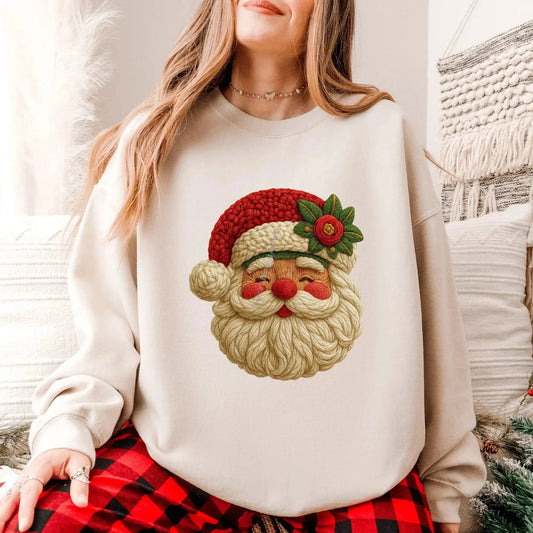 Vintage Santa Christmas Sweatshirt: Cozy Holiday Crewneck, Festive Apparel