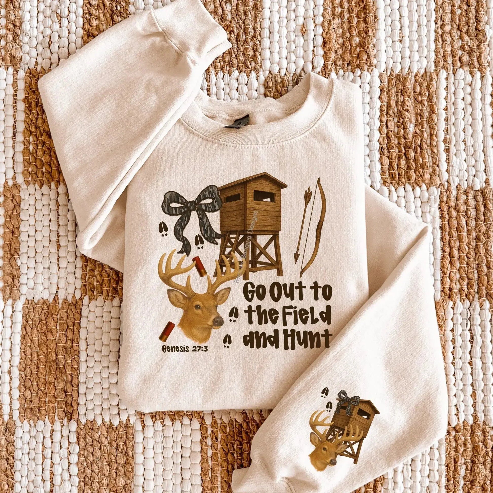 Sweatshirt Rustic Faith Hunting Crewneck – Go Out to the Field and Hunt Verse Tee