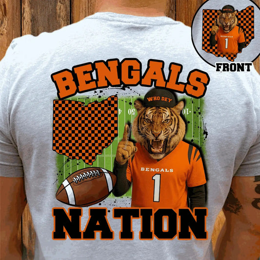 T-Shirt Bengals Nation T-Shirt | Cincinnati Fan Tee | Who Dey Game Day Shirt