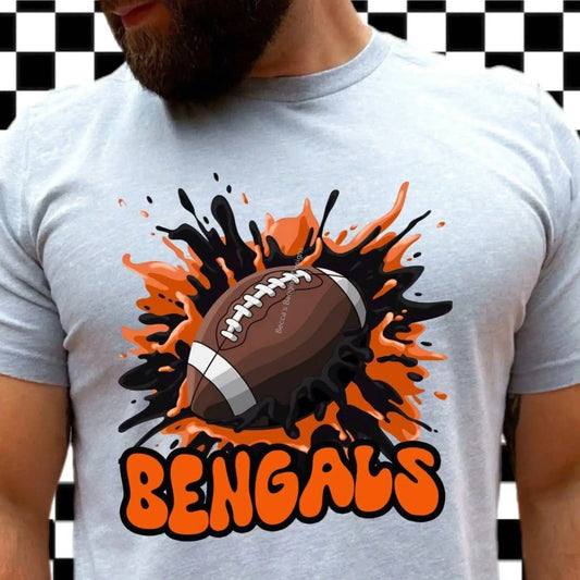 T-Shirt Bengals T-Shirt | Orange & Black Football Splash Tee | NFL Fan Gear