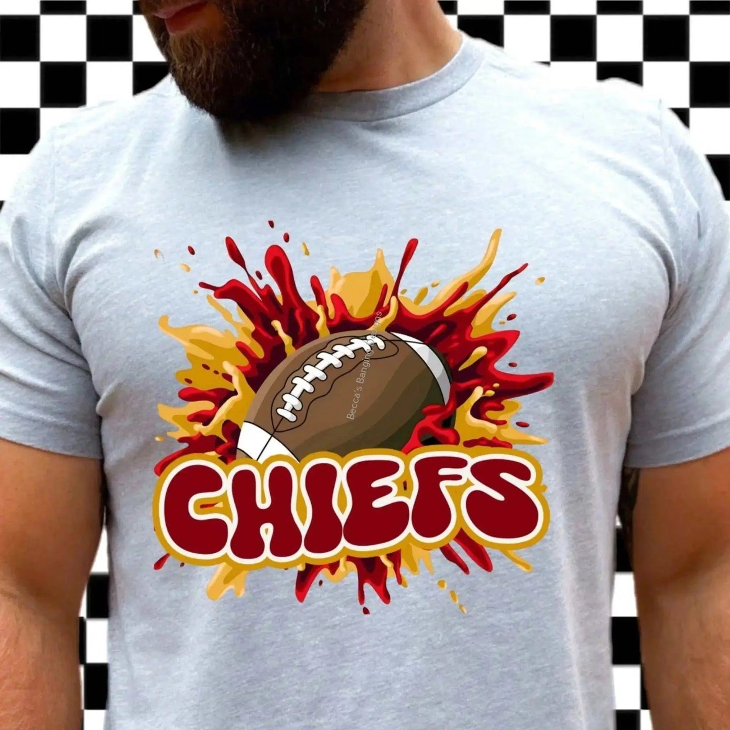 T-Shirt Chiefs T-Shirt | Red & Gold Football Splash Graphic Tee | NFL Fan Gear