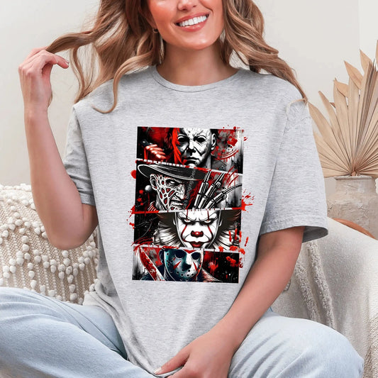T-Shirt Classic Slashers Graphic Tee - Classic Horror Movie Villains Shirt