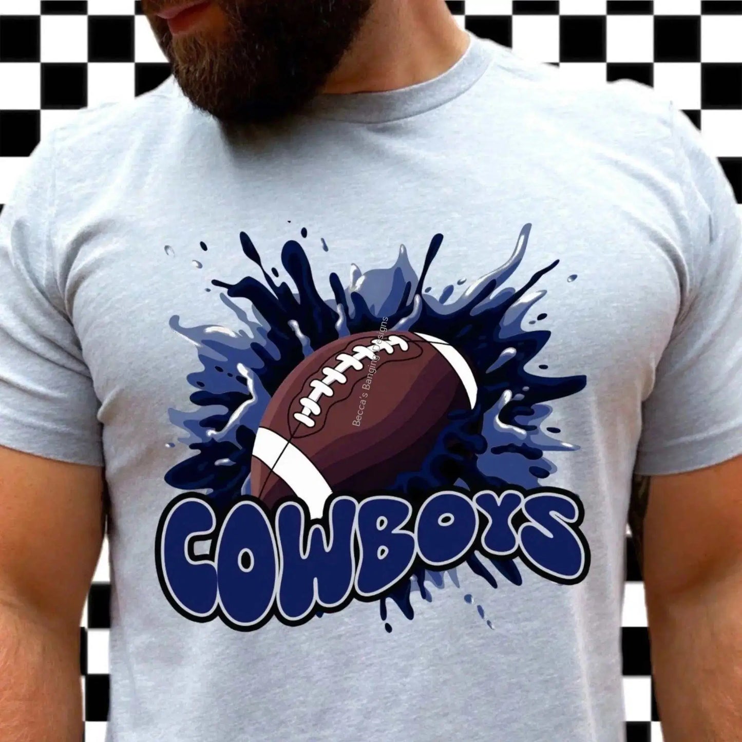 T-Shirt Cowboys T-Shirt - Navy Blue Football Splash Graphic Tee for NFL Fans