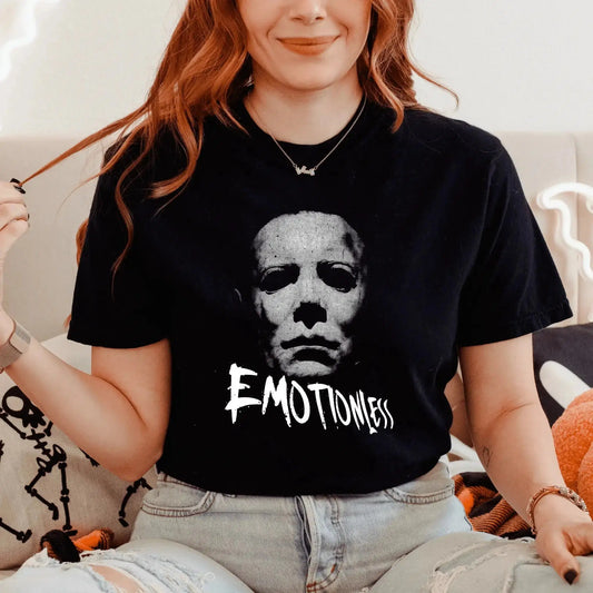 T-Shirt Emotionless Horror T-Shirt - Michael Myers Mask Graphic Tee for Halloween & Scary Movie Fans