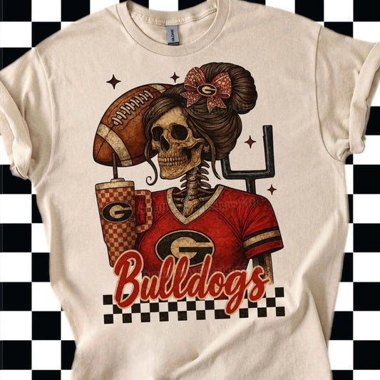T-Shirt Georgia Bulldogs Skeleton T-Shirt | UGA Skull Girl Tee | Game Day Shirt