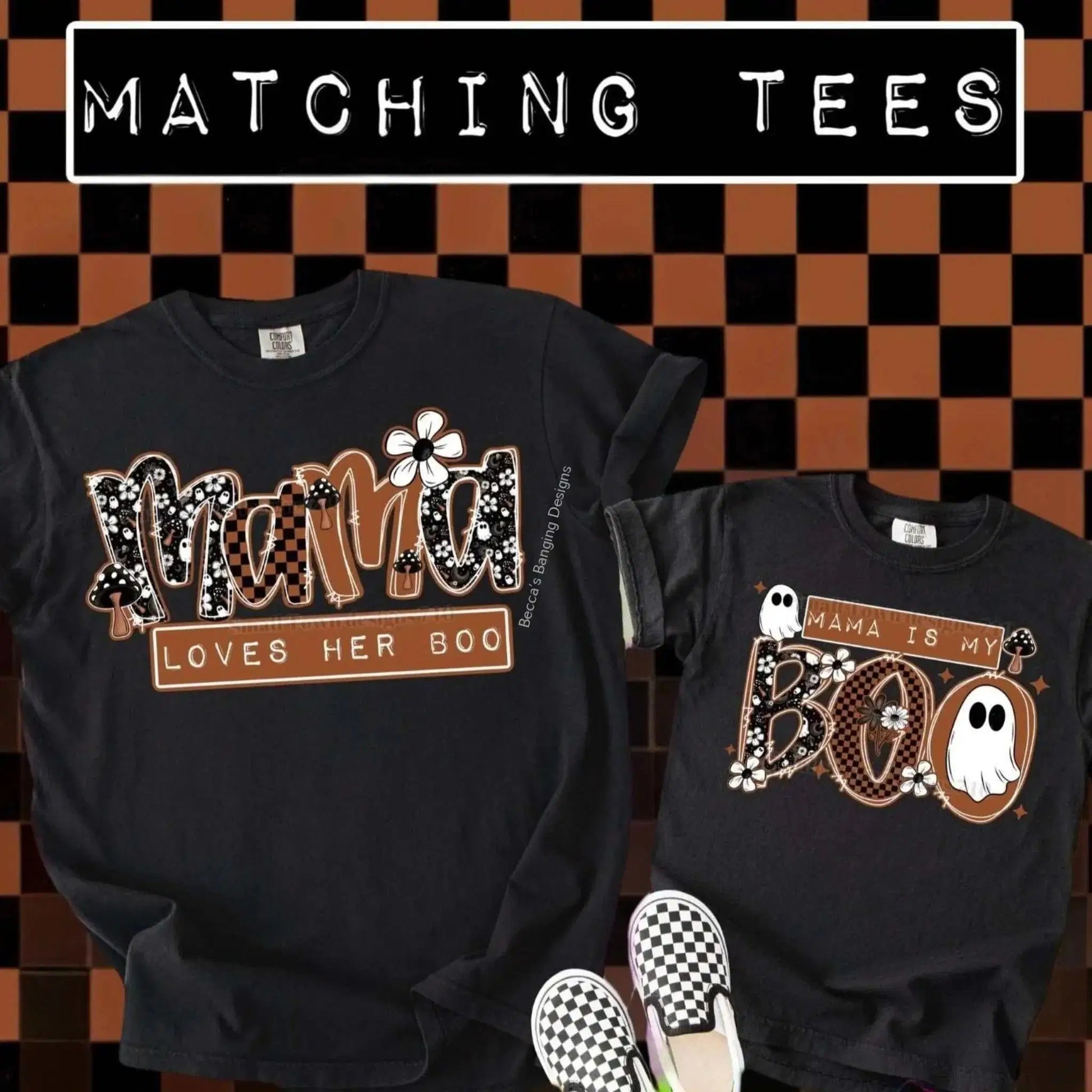 T-Shirt Matching Halloween Shirts | Mama Loves Her Boo & Mama Is My Boo Tees for Mommy & Me Ghost Outfits