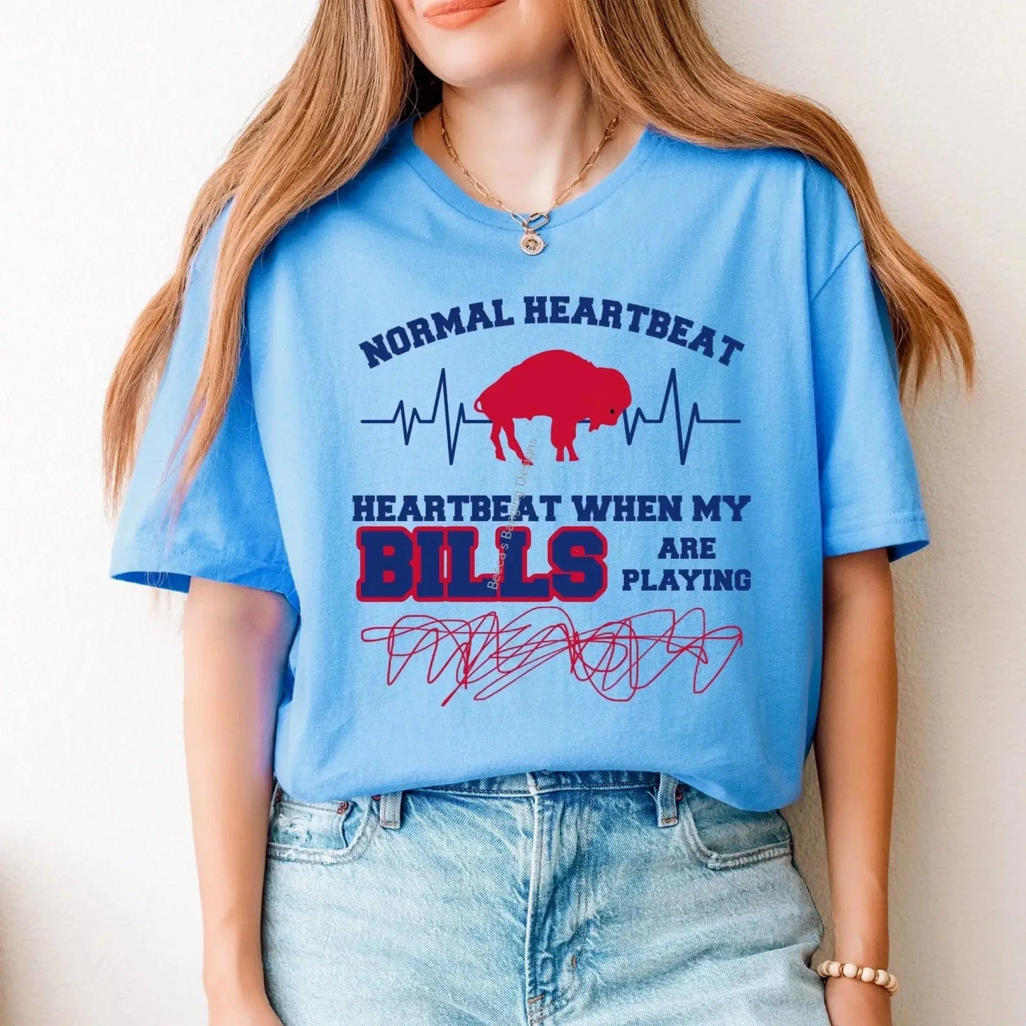 T-Shirt Normal Heartbeat vs Bills Heartbeat Shirt | Buffalo Bills Fan Tee