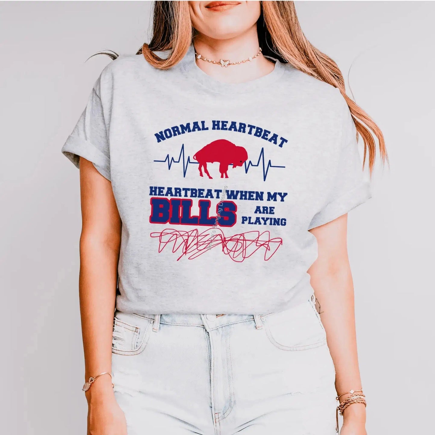 T-Shirt Normal Heartbeat vs Bills Heartbeat Shirt | Buffalo Bills Fan Tee