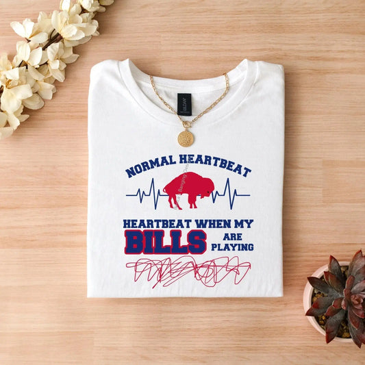 T-Shirt Normal Heartbeat vs Bills Heartbeat Shirt | Buffalo Bills Fan Tee