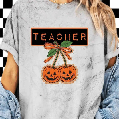 T-Shirt Pumpkin Teacher Shirt | Halloween Teacher T-Shirt with Jack O’Lanterns
