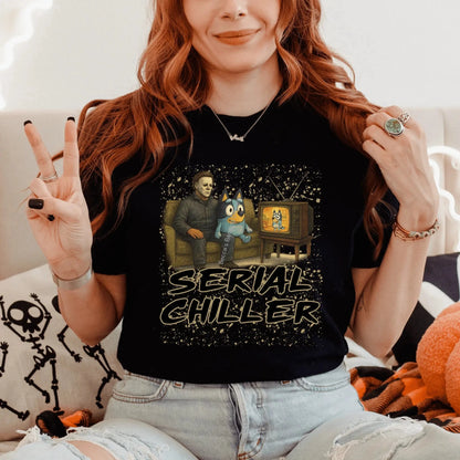 T-Shirt Serial Chiller Halloween T-Shirt | Funny Horror Graphic Tee for Halloween