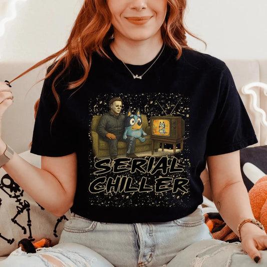 T-Shirt Serial Chiller Halloween T-Shirt | Funny Horror Graphic Tee for Halloween