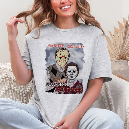 T-Shirt Slasher Brothers Tee - Jason & Michael Horror Graphic Shirt for Fans