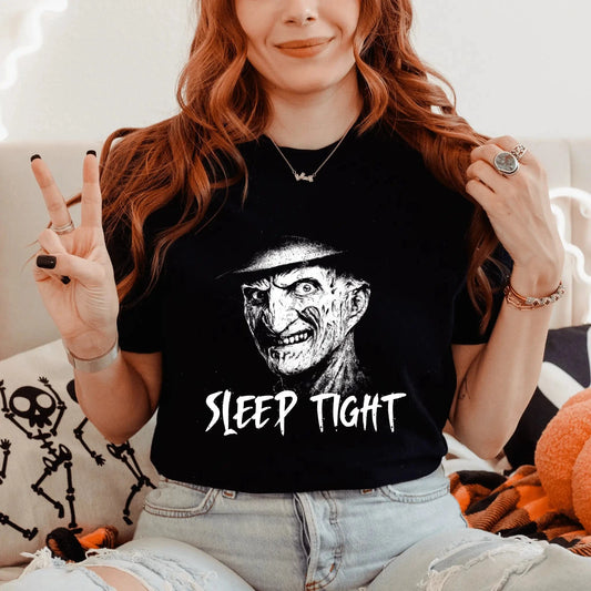 T-Shirt Sleep Tight Horror T-Shirt - Freddy Krueger T-Shirt for Halloween & Scary Movie Fans