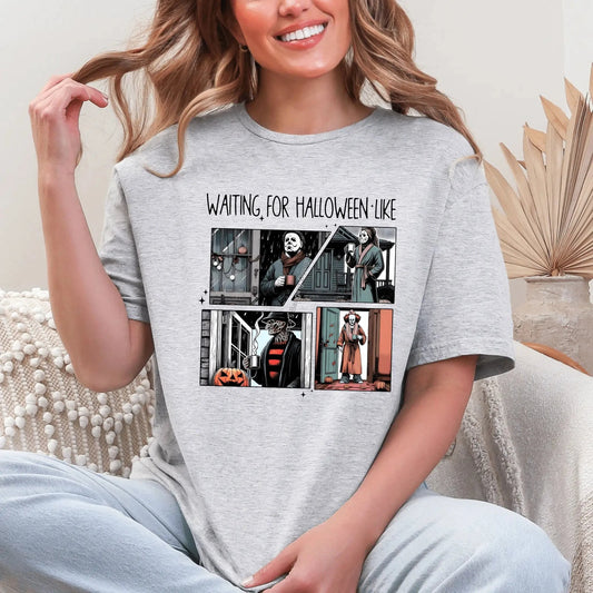 T-Shirt Waiting for Halloween Graphic Tee – Funny Horror Shirt
