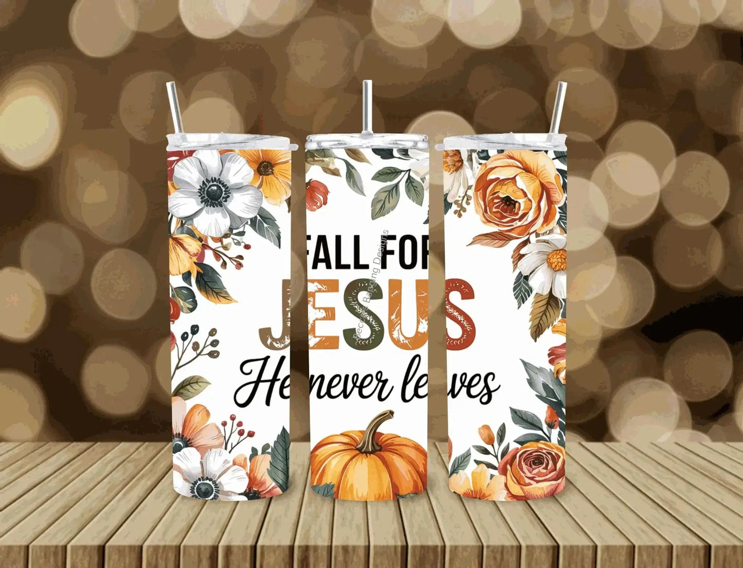 Tumbler Fall for Jesus Tumbler | Christian Pumpkin Cup | 20oz Skinny Drinkware