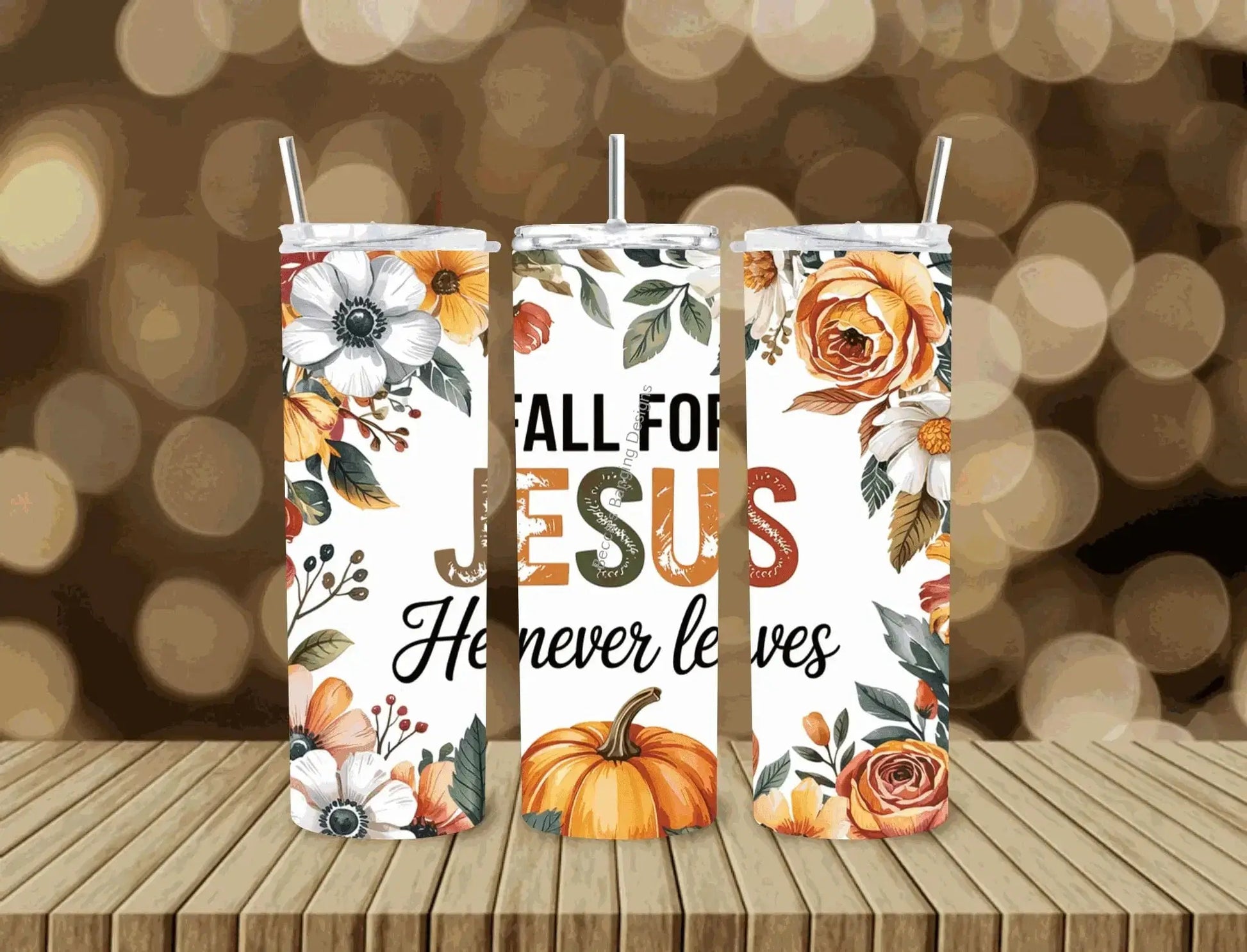 Tumbler Fall for Jesus Tumbler | Christian Pumpkin Cup | 20oz Skinny Drinkware